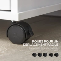 Vinsetto Support d'imprimante Organisateur Meuble de rangement de Bureau Caisson avec 2 tiroirs Dont 1 verrouillable pour format A4 - dim. 86,3I x 40P x 66,5H cm - en Bois Blanc(m-7)