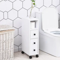 kleankin Support Papier Toilette - Porte-Papier Toilette - Armoire pour Papier Toilette - 3 Niveaux + Sortie Papier Panneaux Aspect blanc(m-7)