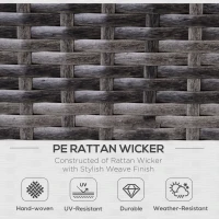 Outsunny 3PC Rattan Garden Furniture Storage Sofa Set 4 Seater Wicker Coffee Table Conservatory Sun Lounger Reclining Set Outdoor Weave with Cushion Grey(m-4)