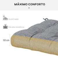 Outsunny Conjunto de 4 Almofadas para Cadeiras de Sala 48x48x7 cm Impermeáveis e Anti-UV com 2 Fitas de Fixação Cinzento(m-6)