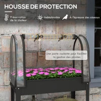Outsunny Jardinière surélevée avec bâche transparente, 2 roulettes et 1 étagère inférieure, dim. 80L x 40l x 120H cm(m-4)