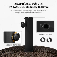 Outsunny Pied de parasol base de lestage poids net 22,7 kg en résine avec 4 roulettes - dim. Φ52 x 41H cm - bronze(m-5)