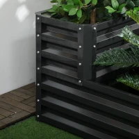 Outsunny Carré potager de jardin fond ouvert 2 étages pour herbes légumes fruits fleurs 120 x 101 x 58 cm gris foncé(m-10)
