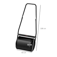 Outsunny Rouleau à Gazon Jardin en Acier avec poignée dim. 47L x 32l x 105H cm lestage Max. 30 L Noir(m-3)