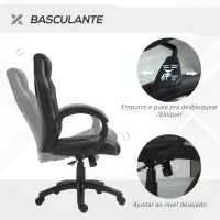 HOMCOM Cadeira de Escritório Ergonómica Cadeira de Escritório Giratória com Altura Ajustável Encosto Alto Estofado em Couro PU e Malha Transpirável 71x61x108-118cm Preto(m-5)