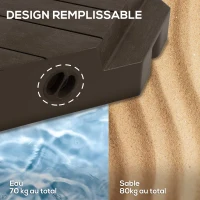 Outsunny Lot de 4 poids de lestage carré pour parasols déportés pieds croix - à remplir d'eau ou de sable jusqu'à 60/80 kg(m-5)