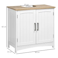 kleankin Móvel para Lavatório Pousar Armário para Casa de Banho de Madeira com 2 Portas e Prateleira Interior Ajustável 60x30x60cm Branco(m-3)