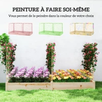 Outsunny Jardinière avec 3 treillis modulable, bac à fleurs en bois pour balcon terrasse patio, 222x114x109 cm effet bois naturel(m-6)