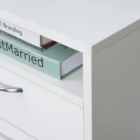 HOMCOM Caisson de bureau rangement bureau sur roulettes tiroir placard niche panneaux particules blanc(m-11)