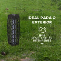 Outsunny Candeeiro Solar com Iluminação LED Liga Automático Candeeiro se Exterior em Aço e Vime PE 20x20x68 cm Cinzento Escuro(m-7)
