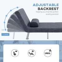 HOMCOM Single Velvet-Feel Sleeper Chair - Charcoal Grey(m-5)