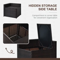 Outsunny 6-Seater Rattan Sofa Furniture Set W/Cushions, Steel Frame-Brown(m-8)