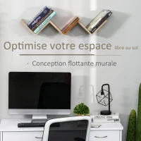 HOMCOM Etagères murale flottante - design contemporain en V - kit fixation inclus - panneaux particules chêne clair(m-7)