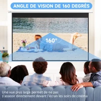 HOMCOM Écran de projection motorisé 120 pouces, 16:9 4K HD, fixation mural ou plafond avec télécommande, 293,5L x 8l x 176H cm(m-5)