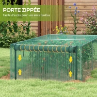 Outsunny Serre de jardin serre à tomates filet protection porte zippée enroulable HDPE, dim. 125L x 248l x 62,5H cm(m-6)