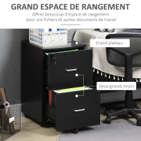 Vinsetto Caisson de bureau rangement sur roulettes dossier meuble armoire de bureau 2 tiroirs verrouillables en MDF panneaux de particules dim. 43L x 45l x 72H cm noir(m-5)