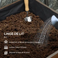 Outsunny Jardinière sur pieds surélevée 3 niveaux avec inserts d'irrigation et feutre drainage en bois pour extérieur(m-5)