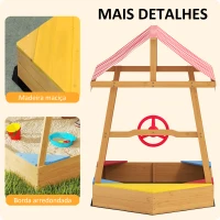 AIYAPLAY Caixa de Areia para Crianças em Forma de Barco com Toldo e Assentos Caixa de Areia para Exterior 133x101x141 cm Madeira(m-8)