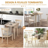 HOMCOM Table de salle à manger pliante 2 abattants - table ronde extensible - peu encombrante avec pieds en bois Ø89 x 73.5H cm(m-4)