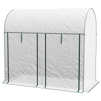 Outsunny Serre de jardin 2 m² dim. 2L x 1l x 1,78H m 2 Portes zippées enroulables Acier PE Haute densité 140 g/m² Anti-UV blanc