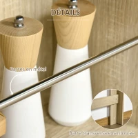 HOMCOM Table de bar table haute de cuisine mange-debout comptoir - dim. 112L x 57l x 106H cm - 3 étagères - aspect chêne clair noir(m-6)