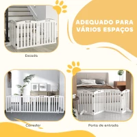 PawHut Barreira de Segurança para Cães Pequenos e Médios 207,5x30x61 cm Dobrável com Pés Amovíveis para Escada Corredor Branco(m-5)