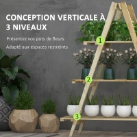 Outsunny Étagère à fleurs pyramidale en bois pliante 3 étagères - dim. 100L x 36D x 112H cm - bois massif de sapin clair(m-4)