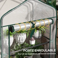 Outsunny Serre de Jardin étagère 3 Niveaux dim. 59L x 39l x 127H cm métal thermolaqué Vert transparent(m-6)
