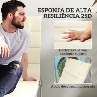 Outsunny Conjunto de 2 Almofadas para Espreguiçadeira Dobráveis 203x66x3 cm com Apoio para a Cabeça e Correias de Sujeição Creme(m-5)
