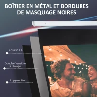 HOMCOM Écran vidéoprojecteur 100 Pouces, 16:9 4K HD écran de projection motorisé et électrique, écran de projection tv et home cinéma, montage mural ou plafond, panneau de commande et télécommande(m-9)