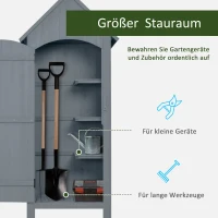 Outsunny Gartenschrank Holz  Gerätehaus Gartenhaus Geräteschuppen Geräteschrank Holzhütte Giebeldach Bitumenpappe Grau 77,5 x 54,2 x 179,5 cm(m-5)