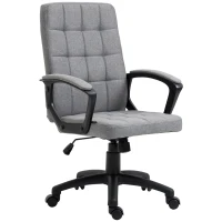 Vinsetto Fauteuil de bureau chaise de bureau tissu effer lin hauteur réglable 43-52,5 cm pivotante 360° gris noir(m-1)