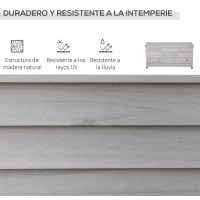 Outsunny Baúl de Madera Exterior Caja de Almacenamiento de Jardín con Tapa Abrible y Diseño Persiana 127x56x60 cm Madera Gris(m-4)