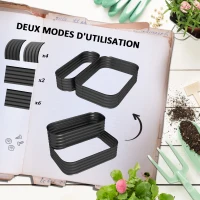 Outsunny Carré potager de jardin fond ouvert 2 étages pour herbes légumes fruits fleurs 120 x 90 x 30 cm noir(m-6)