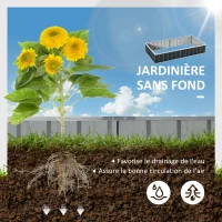 Outsunny Carré Potager de Jardin 174 x 90 x 30 cm - modulable, Montage sans Outils, Gants fournis - tôle d'acier ondulée Anthracite(m-4)