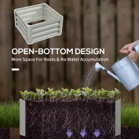 Outsunny Set of Two 60 x 60cm Steel Planter Boxes - Light Grey(m-5)