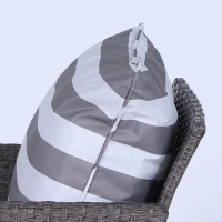 Outsunny 5 Pieces PE Rattan Garden Furniture Set with 10cm Thick Padded Cushions, Wicker Weave Outdoor Seating Chairs with 2 Armchairs, 2 Stools, Glass Top Table, Dark Grey(m-7)