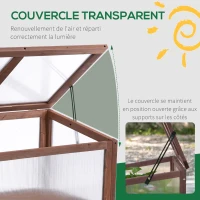 Outsunny Mini Serre sur Pieds dim. 90L x 50l x 93H cm Toit ouvrable Panneaux de Polycarbonate Bois Sapin traité(m-5)
