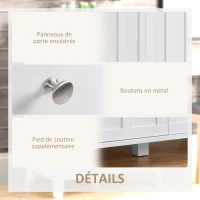 HOMCOM Buffet de Cuisine Commode Meuble de Rangement pour Chambre, Salon Bureau avec 2 Portes 2 tiroirs - 76 x 48 x 91 cm - Blanc et Aspect Bois(m-5)