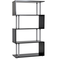 HOMCOM Bibliothèque S Noir Design 4 Niveaux 80x30x145cm