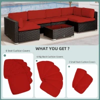 Outsunny Set of 14 Outdoor Cushion Covers - Red(m-4)