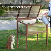 Outsunny Mini Serre sur Pieds dim. 90L x 50l x 93H cm Toit ouvrable Panneaux de Polycarbonate Bois Sapin traité(m-7)