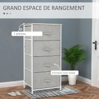 HOMCOM Commode en Tissu Meuble de Rangement 4 tiroirs chiffonnier dim. dim. 45L x 30l x 92H cm Cadre en métal(m-4)