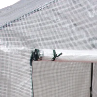 Outsunny Serre de jardin PE avec étagères 2 niveaux, serre de balcon, bâche renforcée 140 g/m², châssis en acier, porte zippée enroulable, pour légumes plantes fleurs, 143x143x195cm, blanc(m-9)