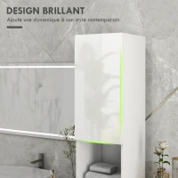 kleankin Meuble colonne de salle de bain 2 placards avec étagères réglables + 2 niches 30 x 30 x 181,5 cm blanc(m-4)