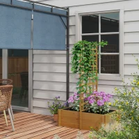 Outsunny Jardinière avec treillis, bac à fleurs en bois pour plantes grimpantes, légumes, 100 x 60 x 150 cm, naturel(m-2)