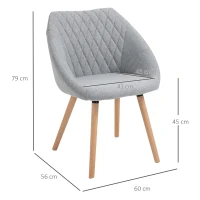 HOMCOM Lot de 2 Chaises de Salle à Manger Design scandinave - Pieds effilés Bois hêtre - Assise Dossier accoudoirs ergonomiques Lin Gris(m-3)
