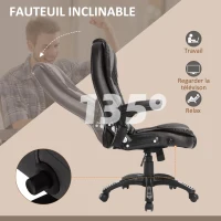 HOMCOM Fauteuil de bureau massant et chauffant électrique fauteuil bureau ergonomique revêtement synthétique brun(m-7)