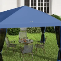 Outsunny Tonnelle pop-up Barnum Pliant Style Colonial 3 x 3 m 4 moustiquaires + Sac de Transport bleu(m-7)