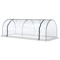 Outsunny Serre Tunnel 2.5x1x0.8m Porte Zippée PVC Métal Vert